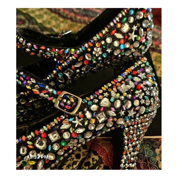 Black Rhinestone Covered Heels - Picture 5 of 9